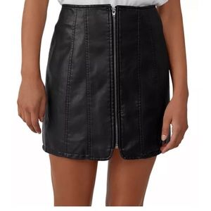Free People BNWT black leather skirt
